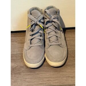 Sorel Caribou Hi-Line Hidden Wedge Sneakers Grey Suede High Top Women's 8.5